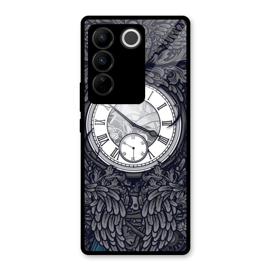 Wall Clock Glass Back Case for Vivo V27 Pro