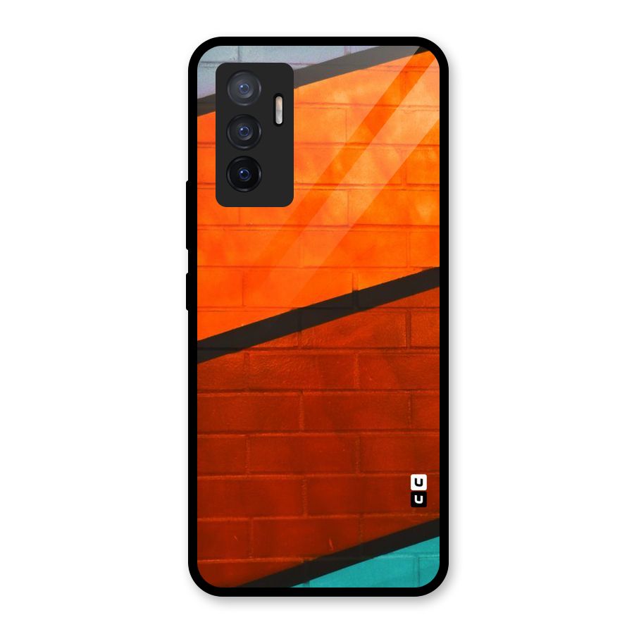 Wall Diagonal Stripes Glass Back Case for Vivo V23e