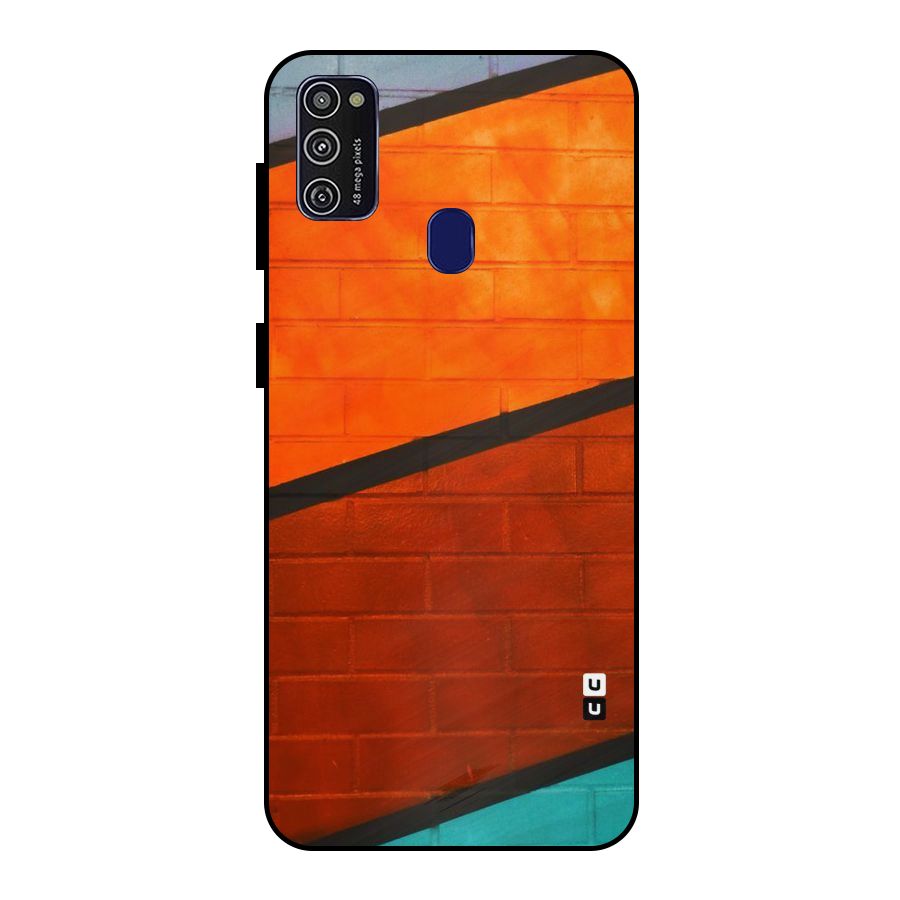 Wall Diagonal Stripes Metal Back Case for Galaxy M21