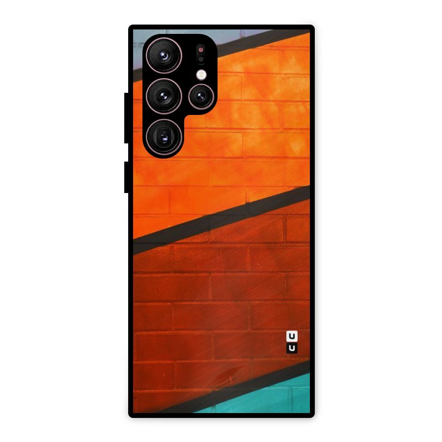 Wall Diagonal Stripes Metal Back Case for Galaxy S22 Ultra 5G