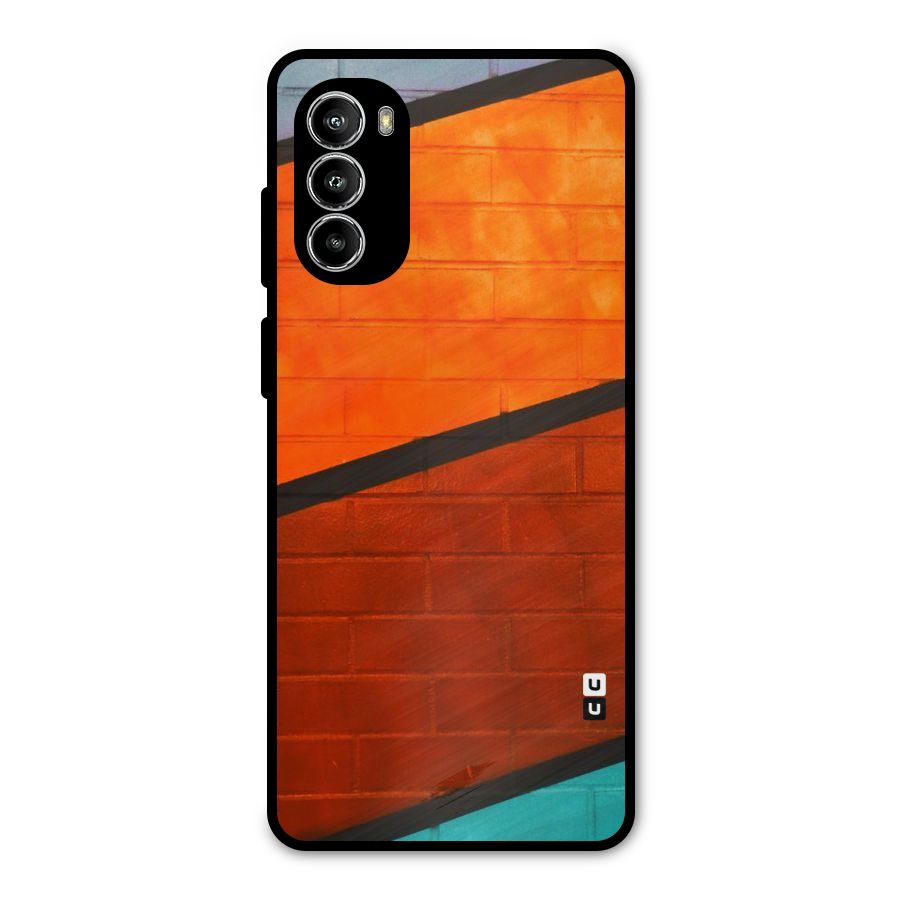Wall Diagonal Stripes Metal Back Case for Moto G52