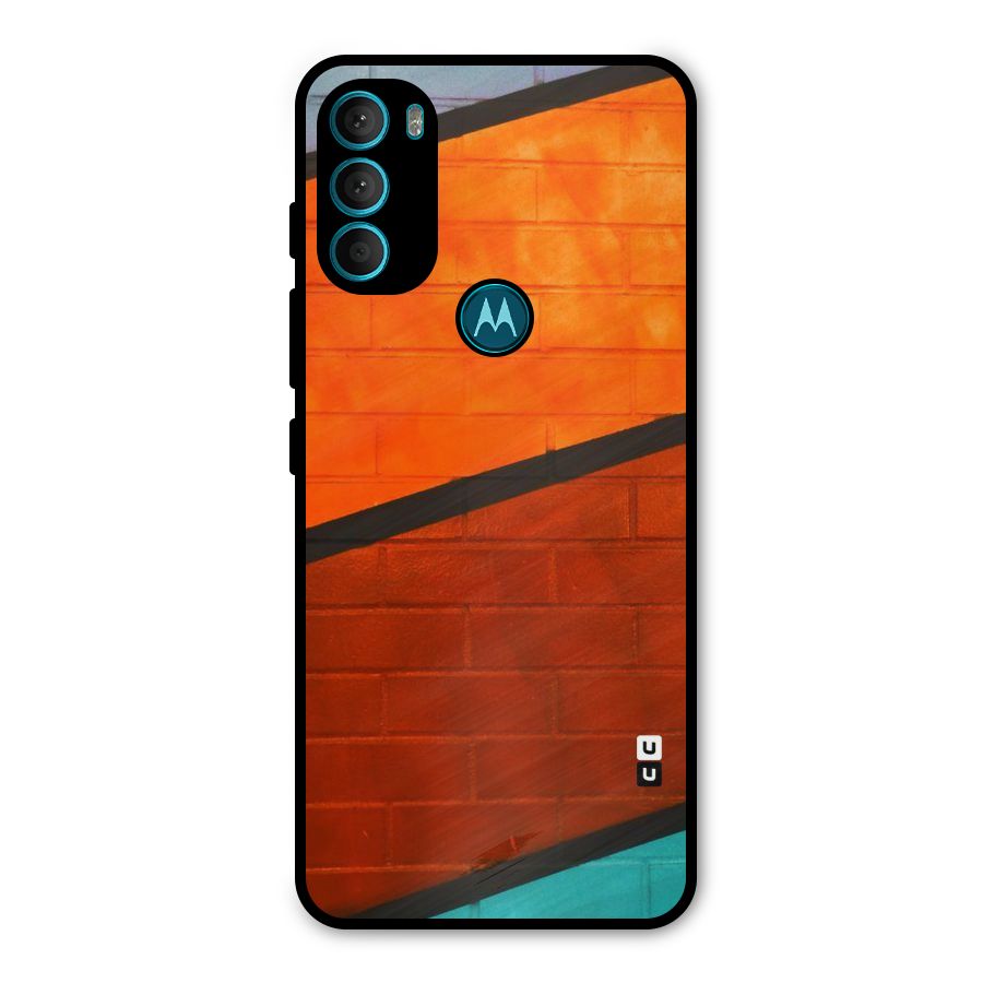 Wall Diagonal Stripes Metal Back Case for Moto G71 5G