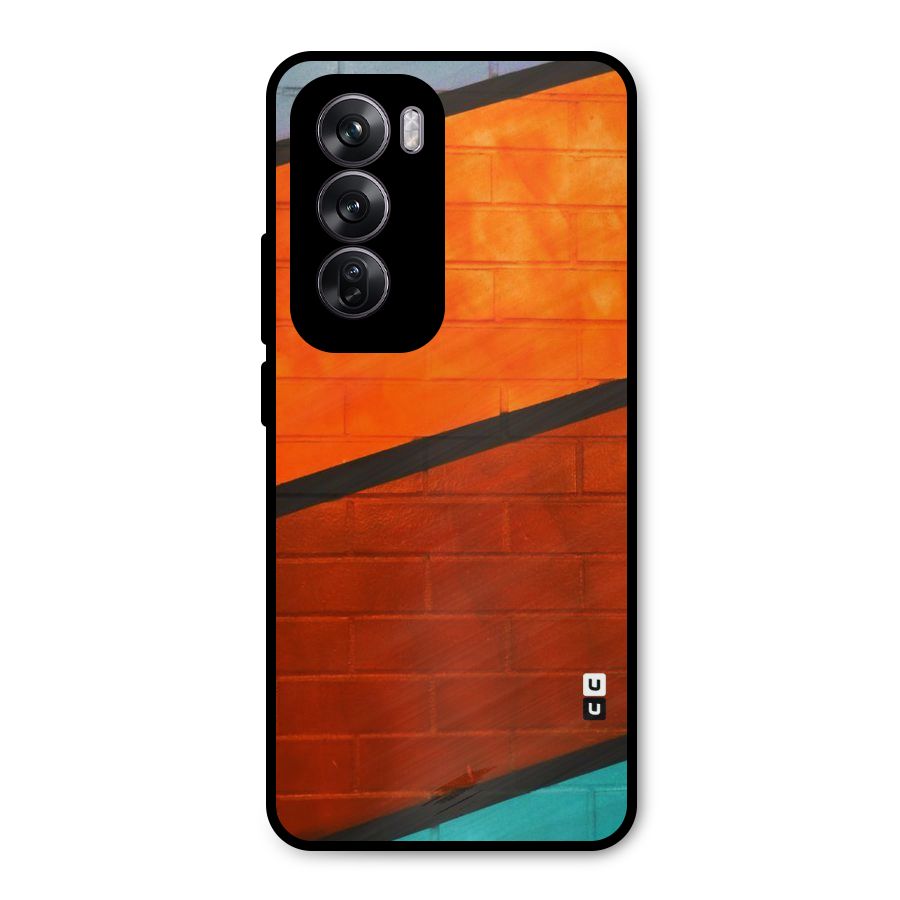 Wall Diagonal Stripes Metal Back Case for Oppo Reno12 Pro