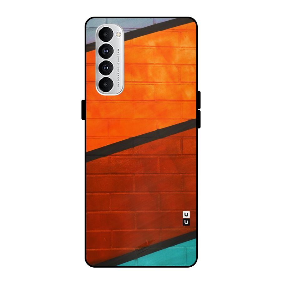 Wall Diagonal Stripes Metal Back Case for Oppo Reno4 Pro