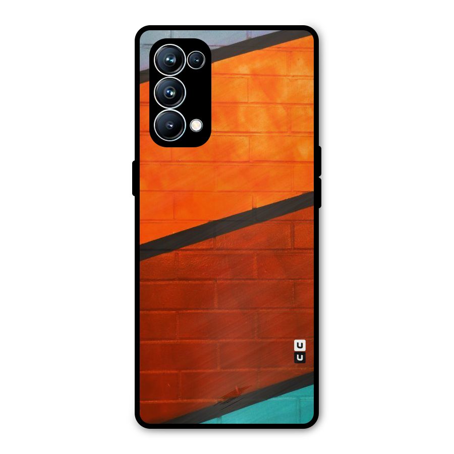Wall Diagonal Stripes Metal Back Case for Oppo Reno5 Pro 5G