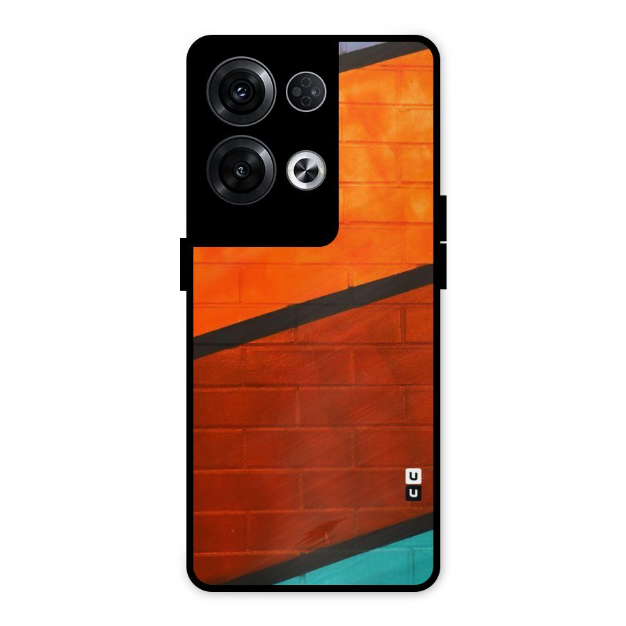 Wall Diagonal Stripes Metal Back Case for Oppo Reno8 Pro 5G
