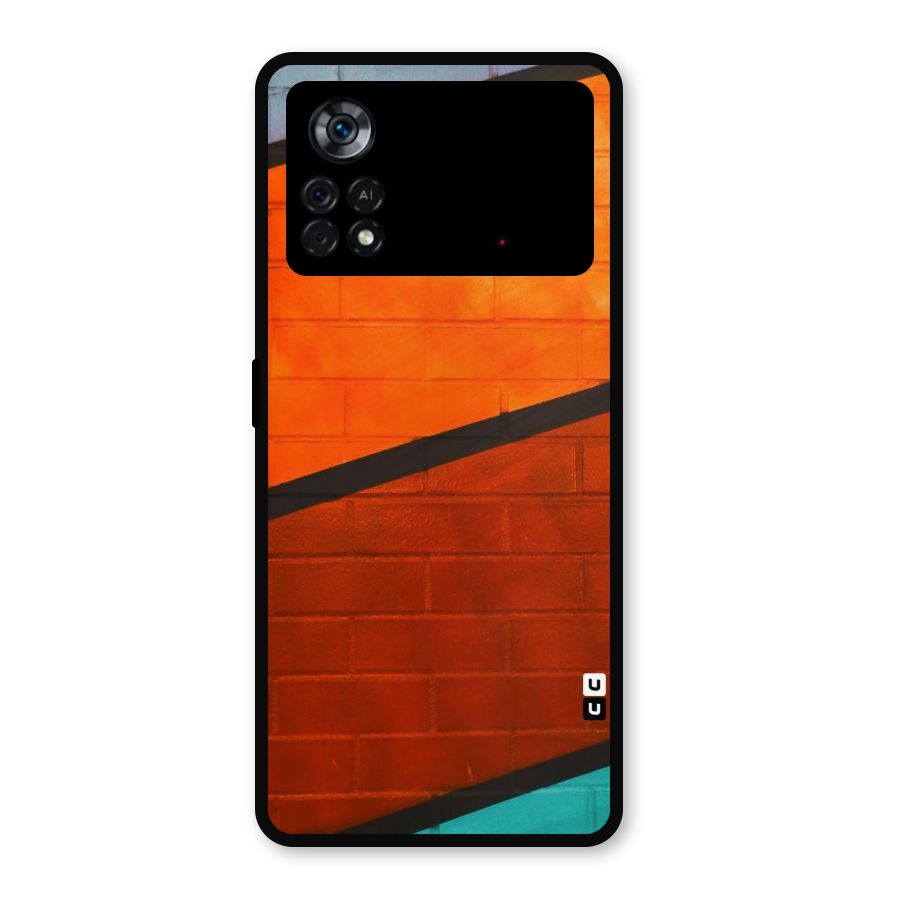 Wall Diagonal Stripes Metal Back Case for Poco X4 Pro 5G