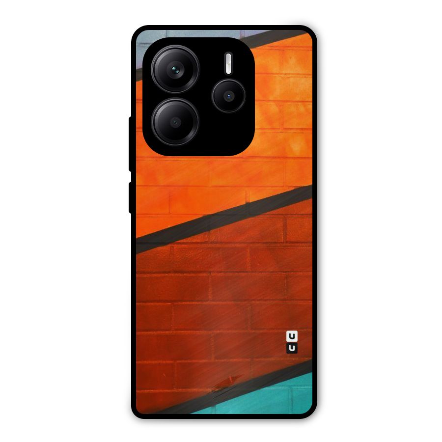 Wall Diagonal Stripes Metal Back Case for Redmi Note 14 5G