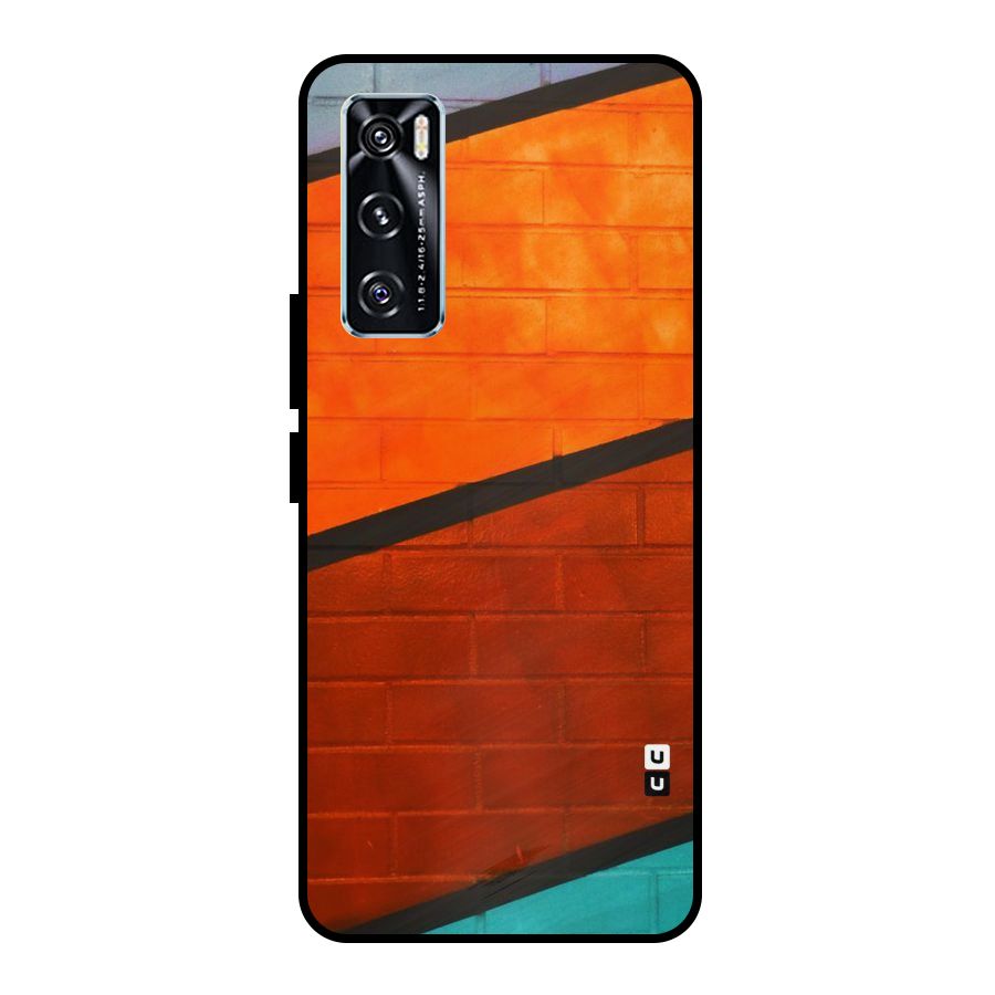 Wall Diagonal Stripes Metal Back Case for Vivo V20 SE