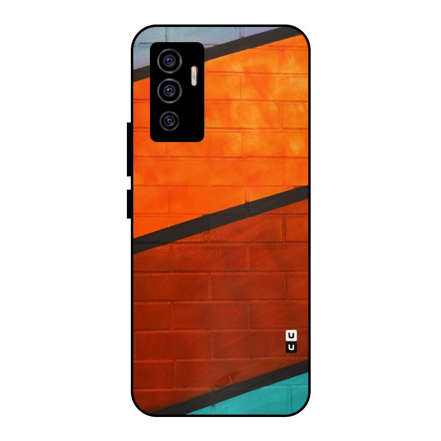 Wall Diagonal Stripes Metal Back Case for Vivo V23e