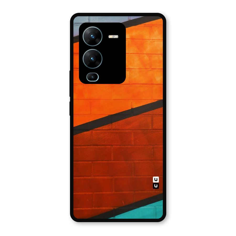 Wall Diagonal Stripes Metal Back Case for Vivo V25 Pro
