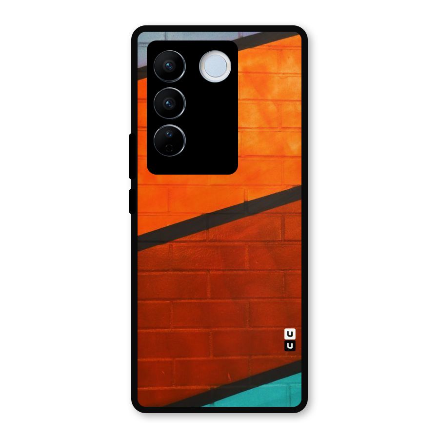 Wall Diagonal Stripes Metal Back Case for Vivo V27 Pro