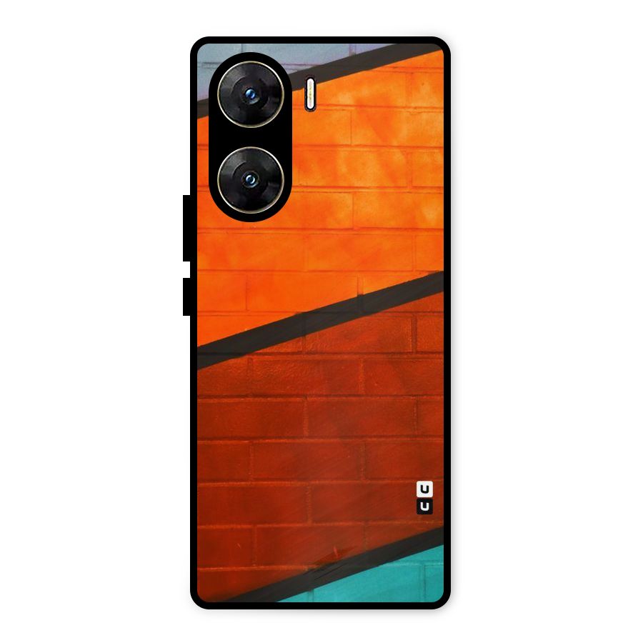 Wall Diagonal Stripes Metal Back Case for Vivo V29e