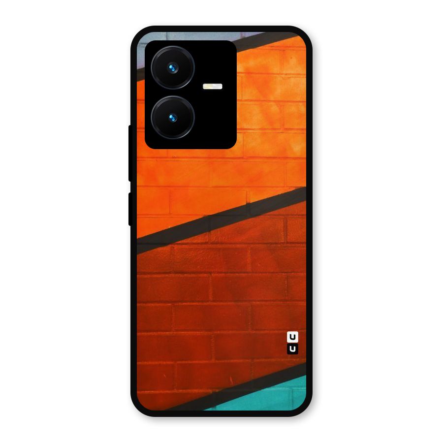 Wall Diagonal Stripes Metal Back Case for Vivo Y22