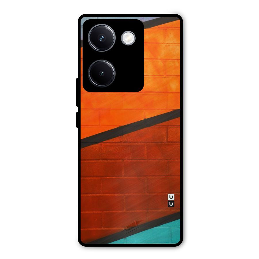 Wall Diagonal Stripes Metal Back Case for Vivo Y300 Plus