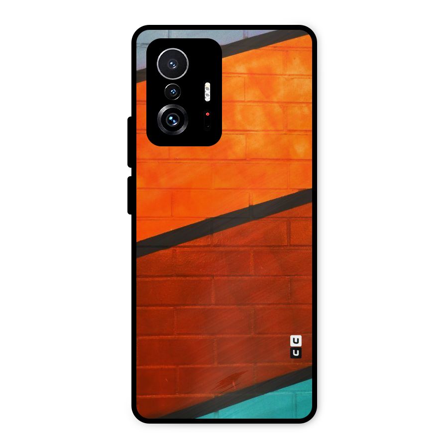 Wall Diagonal Stripes Metal Back Case for Xiaomi 11T Pro
