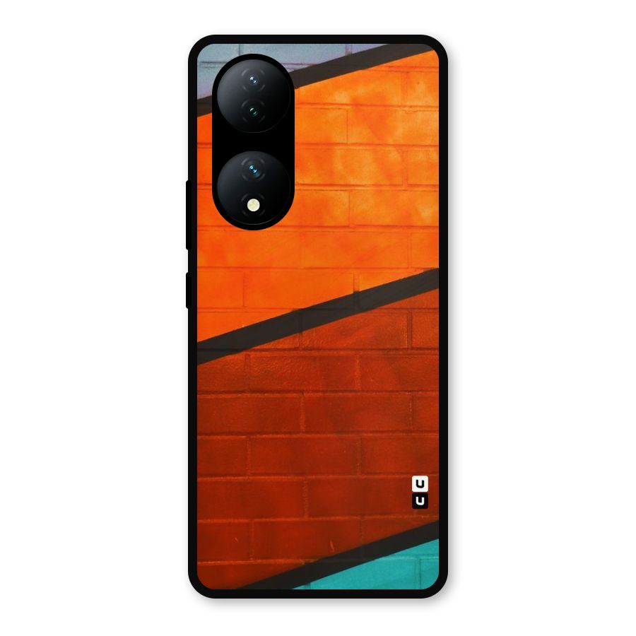 Wall Diagonal Stripes Metal Back Case for iQOO Z7s