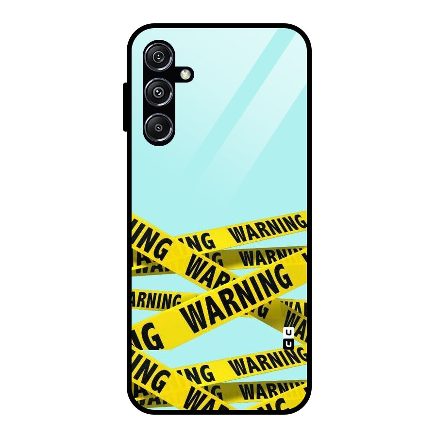 Warning Design Glass Back Case for Galaxy M34 5G