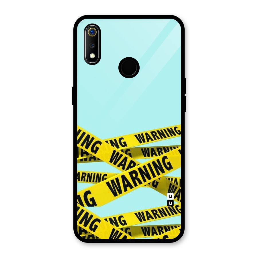 Warning Design Glass Back Case for Realme 3i