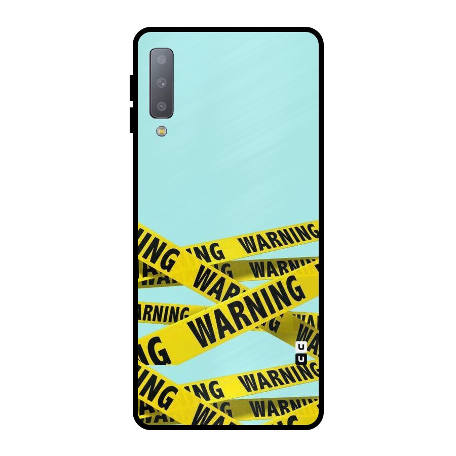 Warning Design Metal Back Case for Galaxy A7 (2018)