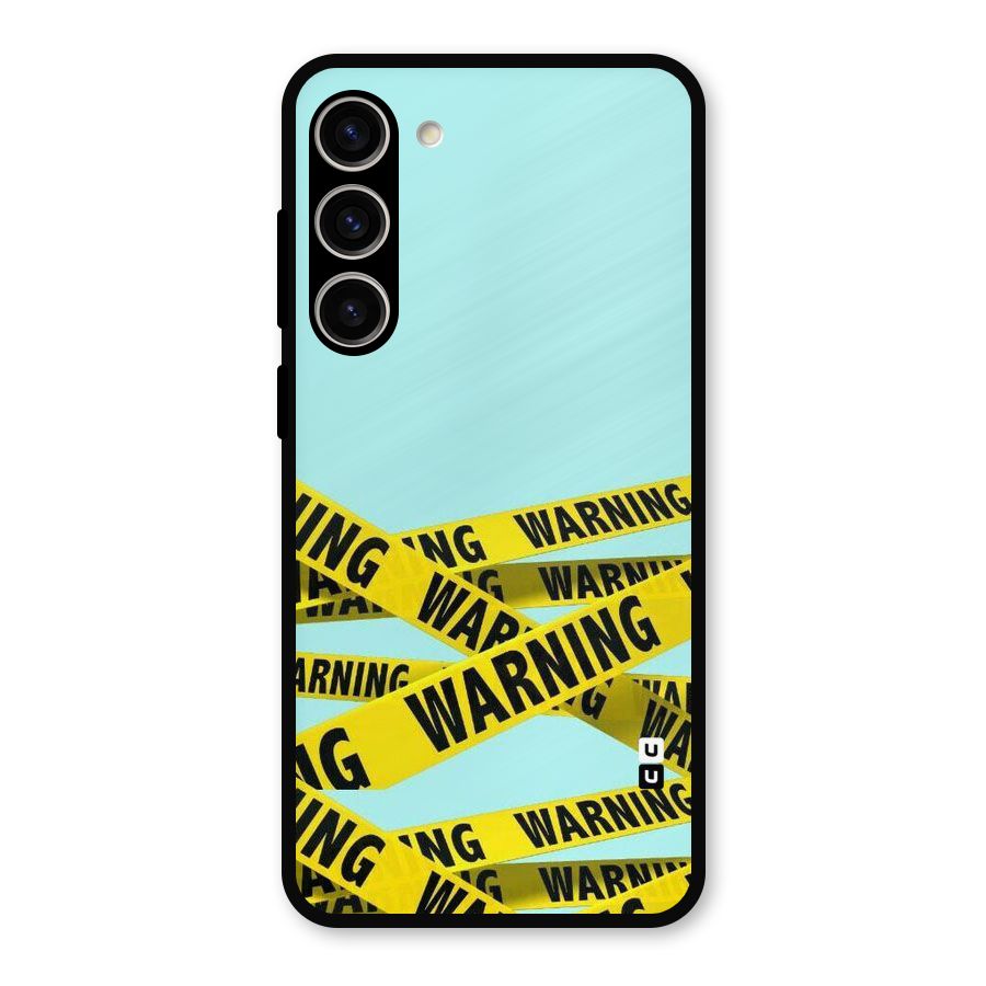 Warning Design Metal Back Case for Galaxy S23 Plus