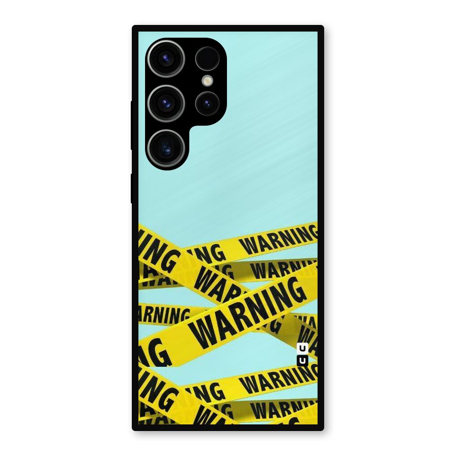 Warning Design Metal Back Case for Galaxy S23 Ultra