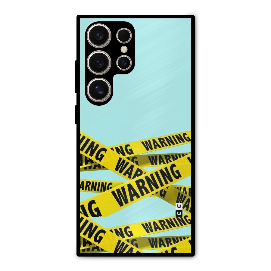 Warning Design Metal Back Case for Galaxy S24 Ultra