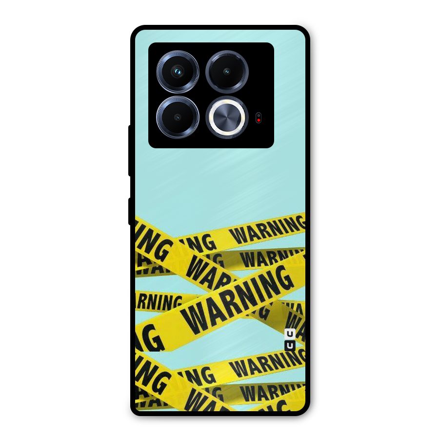 Warning Design Metal Back Case for Infinix Note 40 5G