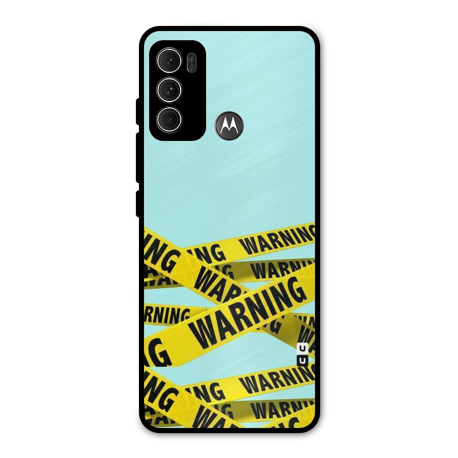 Warning Design Metal Back Case for Moto G60