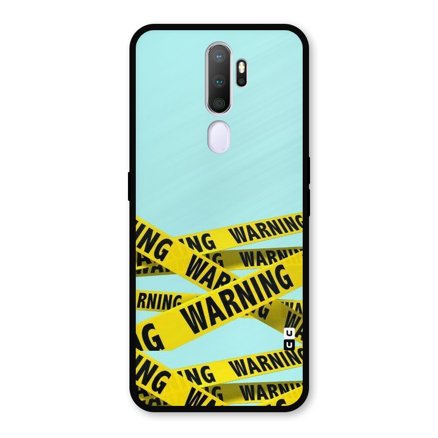Warning Design Metal Back Case for Oppo A9 (2020)