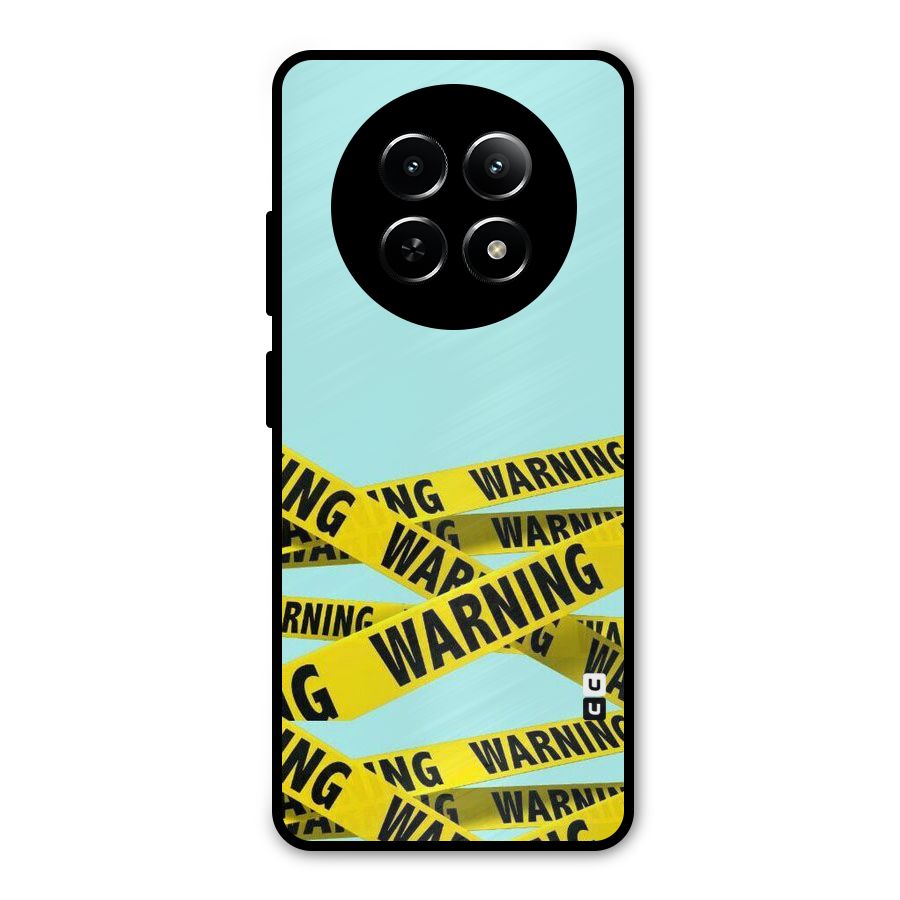 Warning Design Metal Back Case for Realme 12x 5G