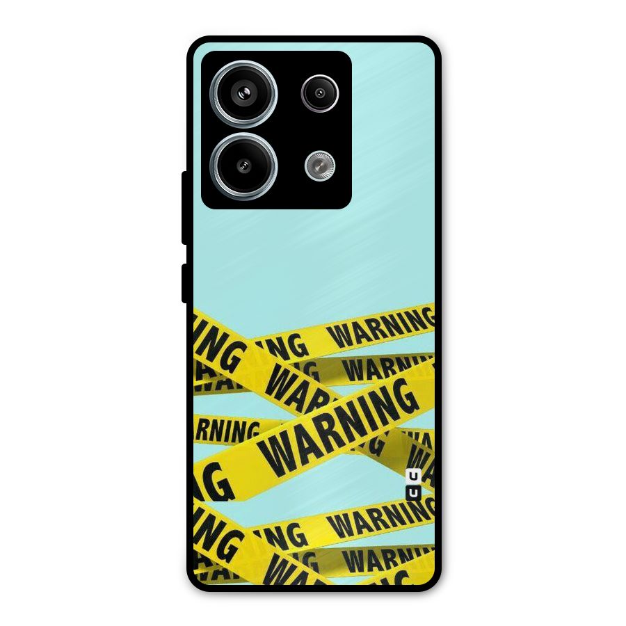 Warning Design Metal Back Case for Redmi Note 13 Pro 5G