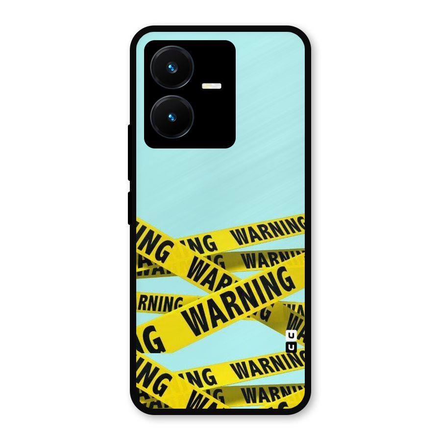 Warning Design Metal Back Case for Vivo Y22s
