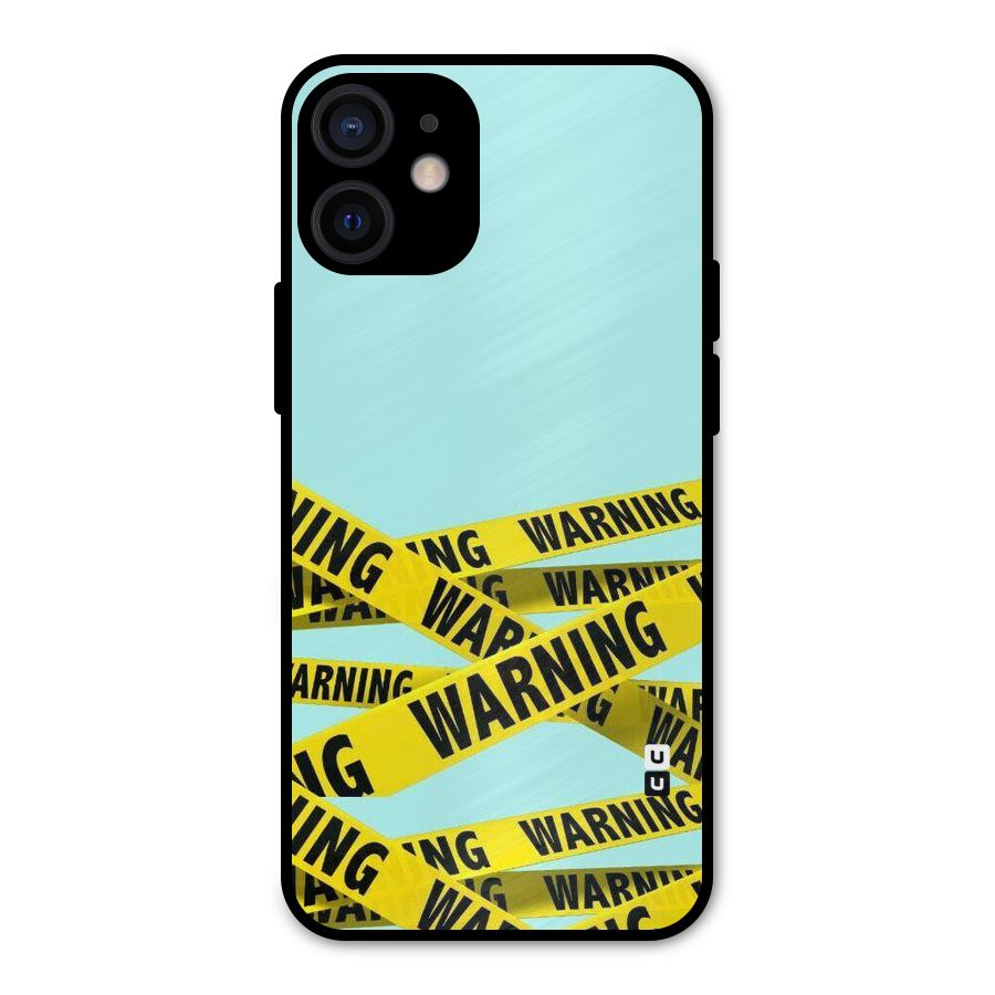 Warning Design Metal Back Case for iPhone 12 Mini