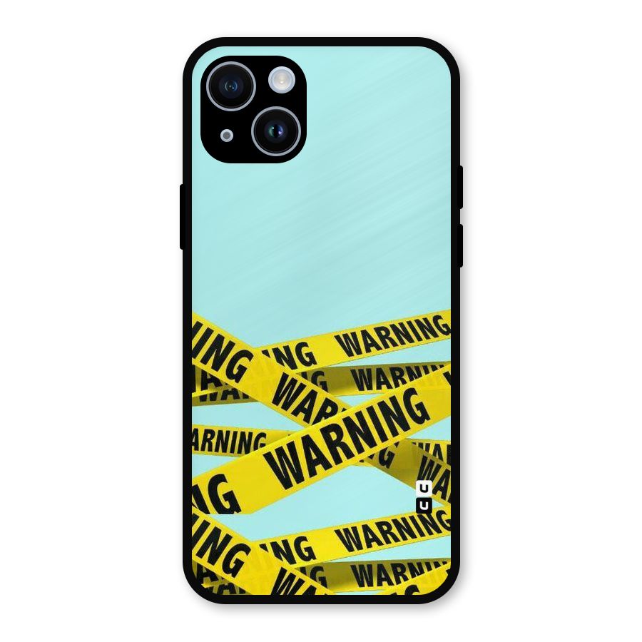 Warning Design Metal Back Case for iPhone 14