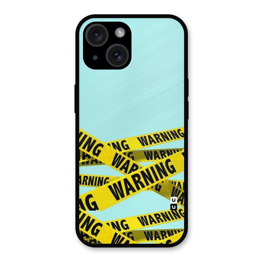Warning Design Metal Back Case for iPhone 15