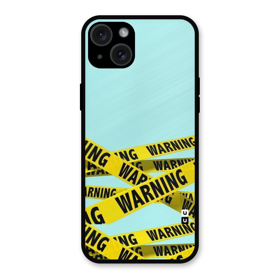 Warning Design Metal Back Case for iPhone 15 Plus
