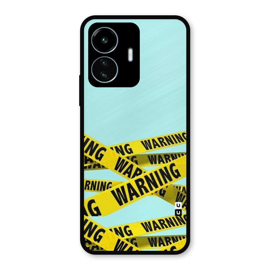 Warning Design Metal Back Case for vivo iQOO Z6 Lite 5G