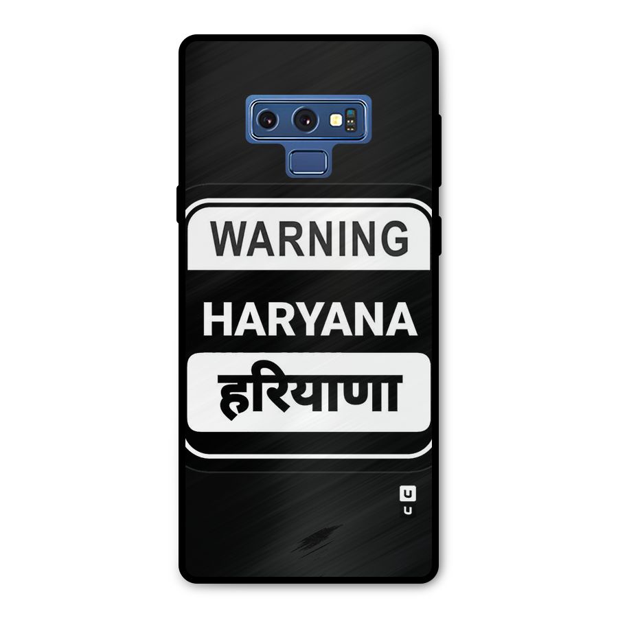 Warning Haryana Metal Back Case for Galaxy Note 9
