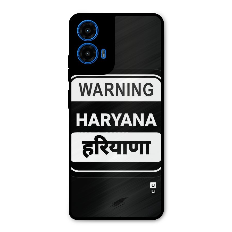Warning Haryana Metal Back Case for Moto G45