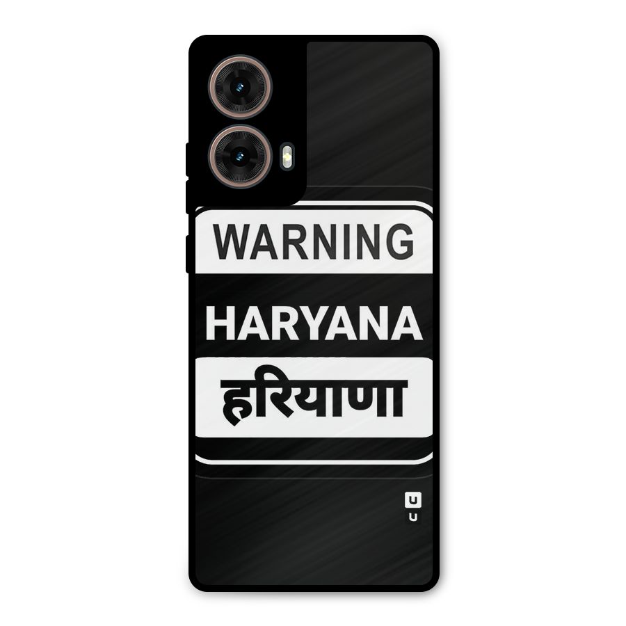 Warning Haryana Metal Back Case for Moto G85