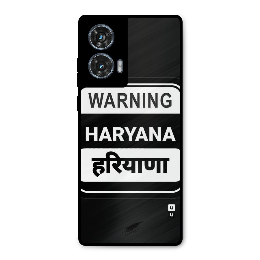 Warning Haryana Metal Back Case for Motorola Edge 50 Fusion