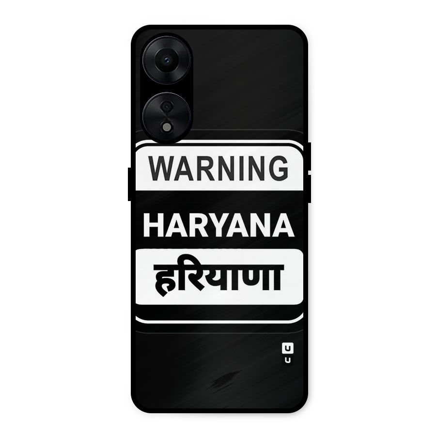 Warning Haryana Metal Back Case for Oppo A78 5G