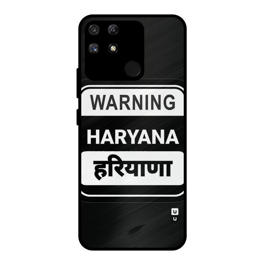 Warning Haryana Metal Back Case for Realme Narzo 50A