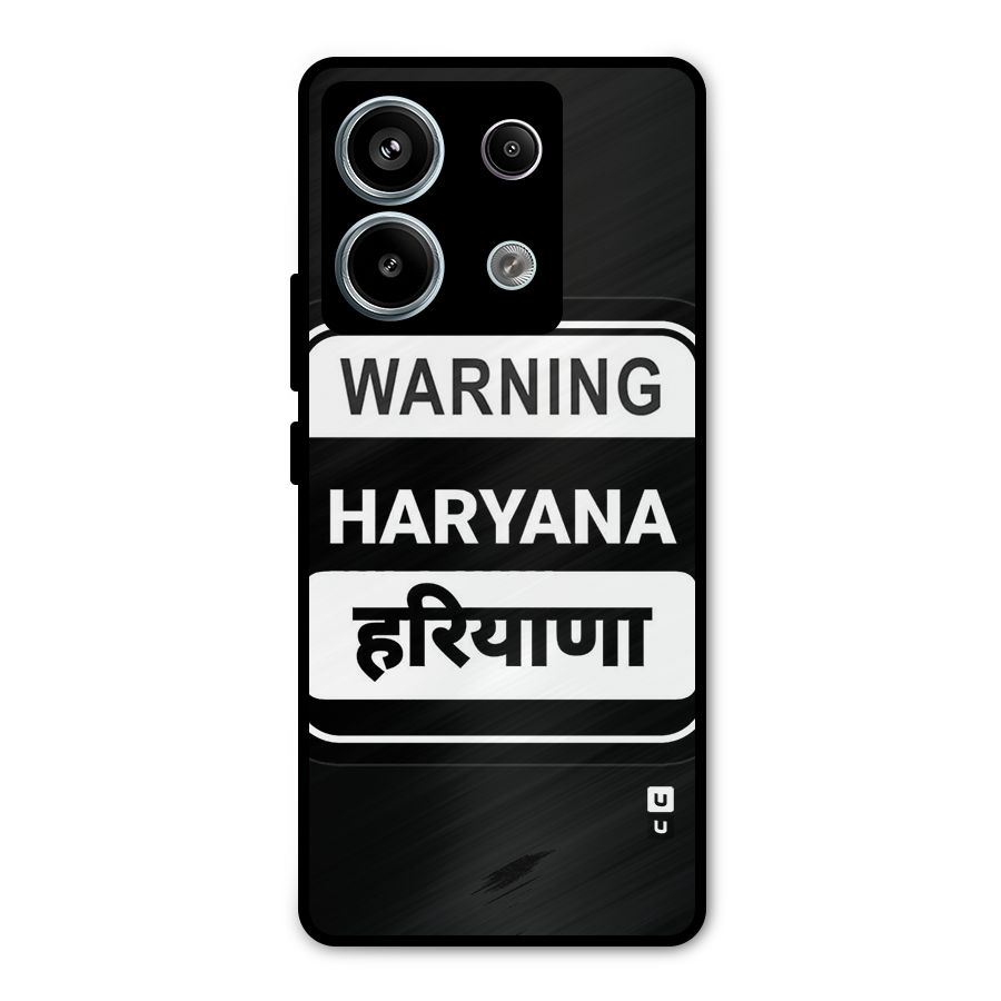 Warning Haryana Metal Back Case for Redmi Note 13 Pro 5G