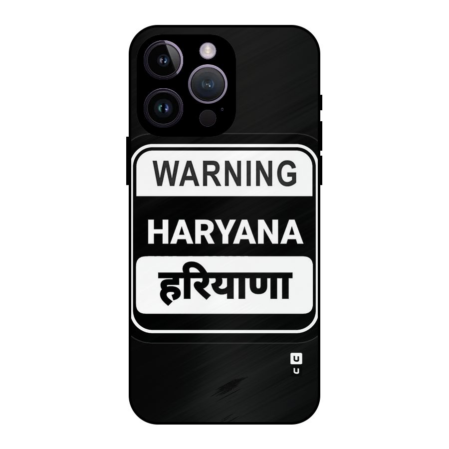 Warning Haryana Metal Back Case for iPhone 14 Pro Max