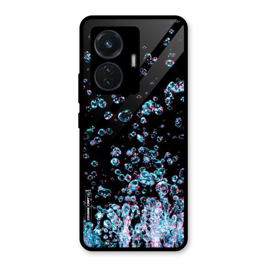 Water Droplets Glass Back Case for Vivo T1 44W