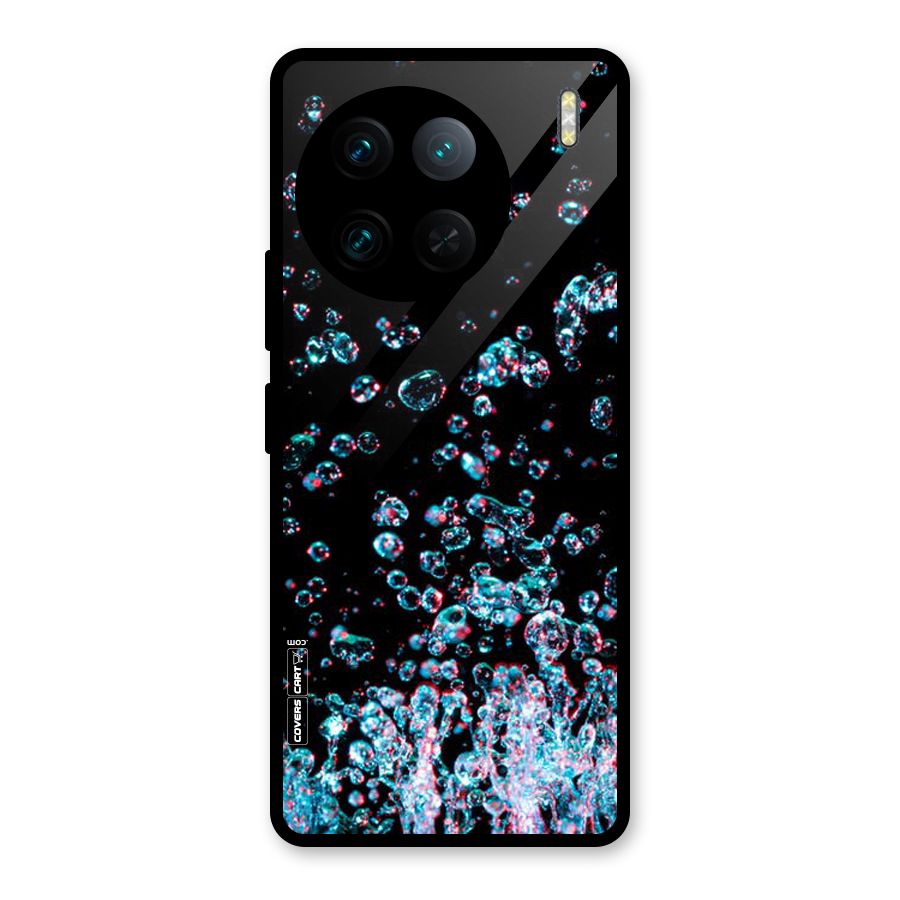 Water Droplets Glass Back Case for Vivo X90 Pro
