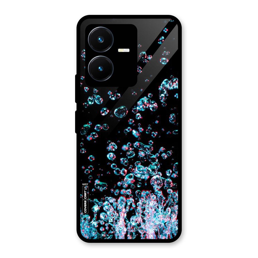 Water Droplets Glass Back Case for Vivo Y22s