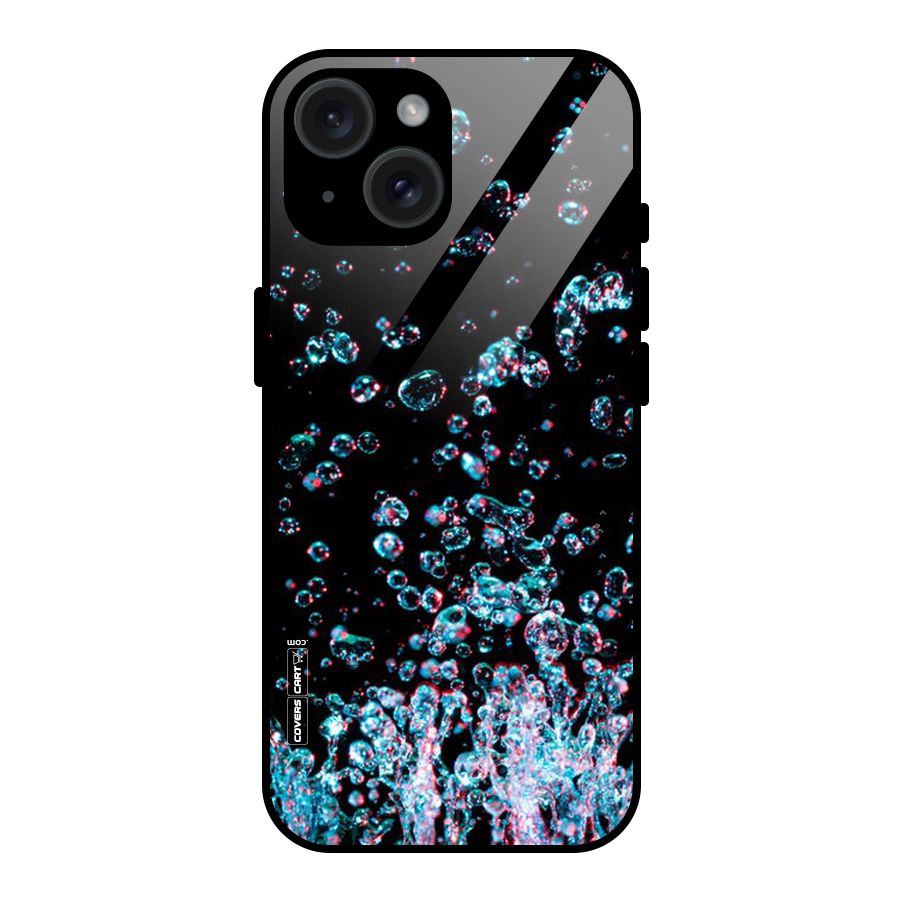 Water Droplets Glass Back Case for iPhone 15